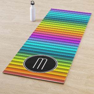 Tapete De Yoga Padrão Personalizado Moderno de Stripes Coloridas