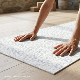 Tapete De Yoga Padrão Repetitivo Toile Azul Vitoriano