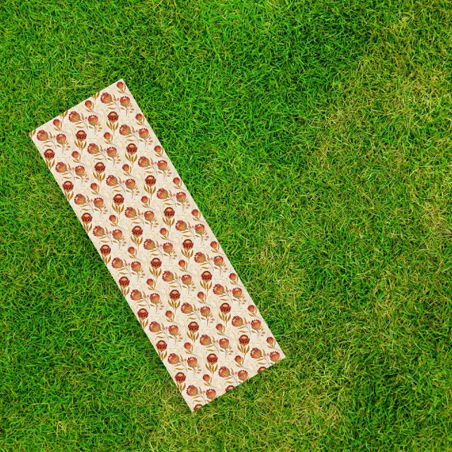 Tapete De Yoga Padrão Rosa Floral do Deserto da Protea Flor (Criador carregado)