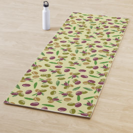 Tapete De Yoga Padrão Rustic Olive and Olive Leaves