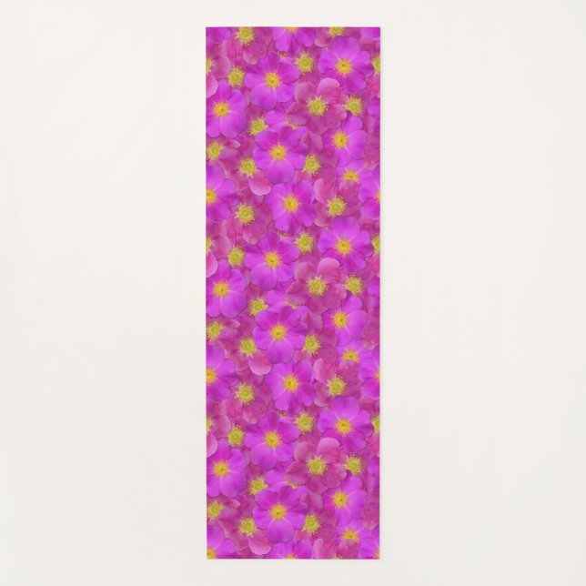 Tapete De Yoga Padrão Selvagem de Rosa (Frente)