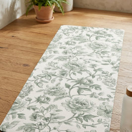 Tapete De Yoga Padrão Toile Floral Verde Salvia Vintage