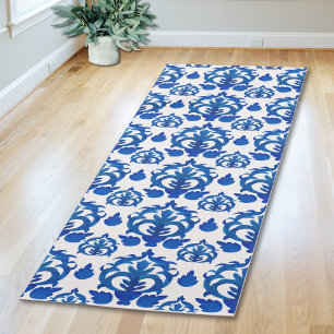 Tapete De Yoga Padrão Toile Francês Azul