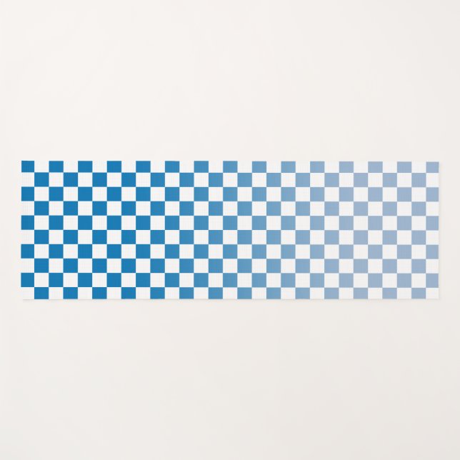 Tapete De Yoga Padrão verificado de Ombré Azul Claro a Escuro (Frente (Horizontal))