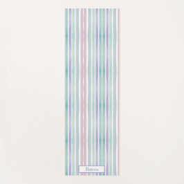 Tapete De Yoga Padrões Cons - Riscos Coloridos Monograma Azul Cor