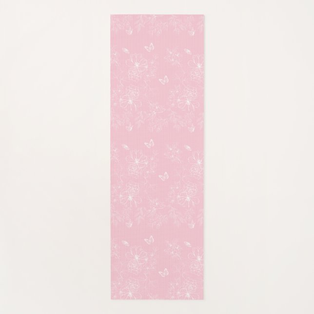 Tapete De Yoga Padrões de Flores Rosa, Floral, Padrão, Minimalist (Frente)