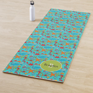 Tapete De Yoga Padrões de Peixes Personalizados para a Vida Úti
