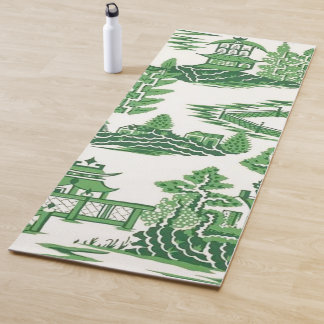Tapete De Yoga Pagoda Tea House Chinoiserie em Jade Green