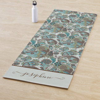 Tapete De Yoga Paisley Dusty Blue Brown vintage boho