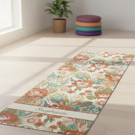 Tapete De Yoga Paisley Floral Yoga Mat - Custom Name Mat