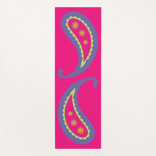 Tapete De Yoga Paisley roxo e rosa