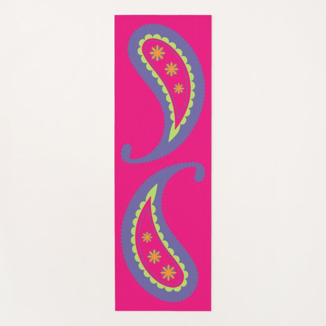 Tapete De Yoga Paisley roxo e rosa (Frente)