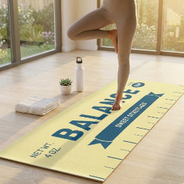 Tapete De Yoga Palito de Manteiga "Equilíbrio" Engraçado Amarelo