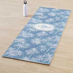Tapete De Yoga Palmeira havaiana Silhouette Standard Blue ID1093