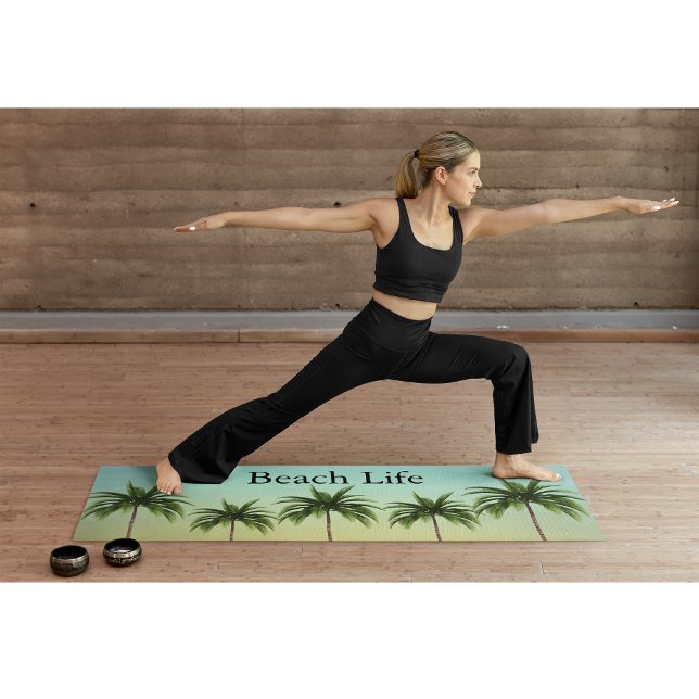 Tapete De Yoga Palmeiras em uma linha, vida na praia (Criador carregado)