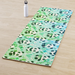 Tapete De Yoga Panda Bear Pattern Green Impressão