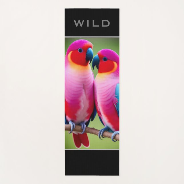 Tapete De Yoga Papagaios Rosa Selvagens - Ioga Mat (Frente)