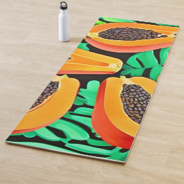 Tapete De Yoga Papaya e Folhas Novo Padrão