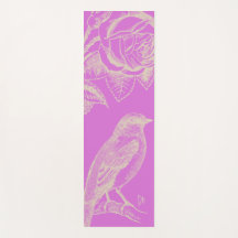 Pássaro e Rosa Lilac Yoga Mat