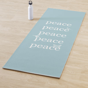 Tapete De Yoga Pássaros de aspas inspiradoras da Paz Azul Branca