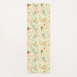 Tapete De Yoga Pássaros e Ramificações do Shabby Amarelo