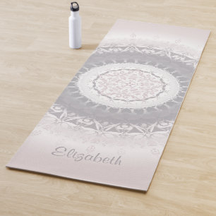 Tapete De Yoga Pastel Mandala Rosa Dourado Monograma Yoga Mat