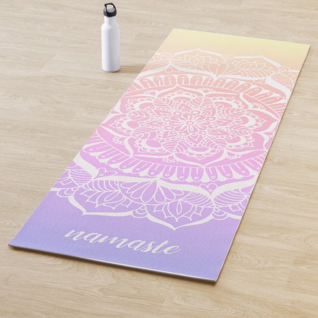 Tapete De Yoga Pastel Ombre Gradient Namaste Mandala (In Situ)