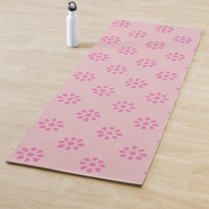 Tapete De Yoga Pastel Pink Flowers Boho Patterno Estético