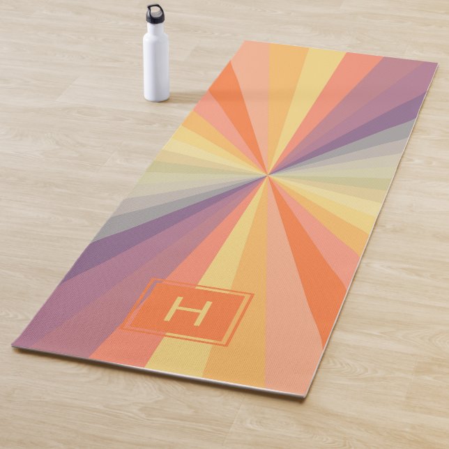 Tapete De Yoga Pastel Rainbow Pattern Monogram Exercise (In Situ)