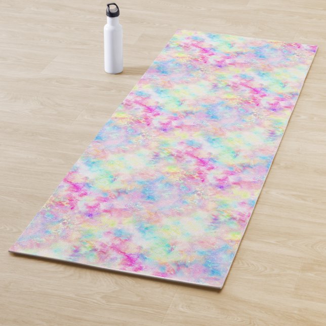 Tapete De Yoga Pastel Rainbow Tie Dye Watercolor (In Situ)