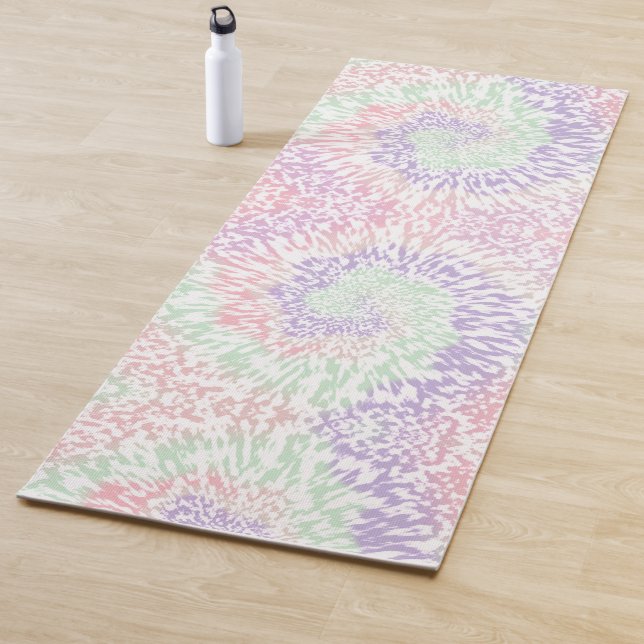 Tapete De Yoga Pastel Spiral Shibori Floral Tie Dye Hippie Retro (In Situ)