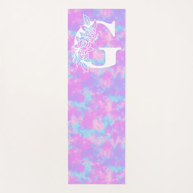 Tapete De Yoga Pastel Watercolor Tie Dye Monograma (Frente)