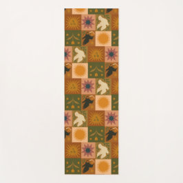 Tapete De Yoga Patchwork celestial boêmica com símbolos místicos