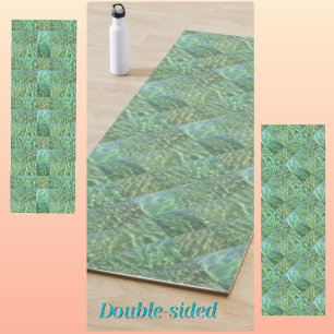 Tapete De Yoga Patchwork de Seafoam e Ocean Green Water