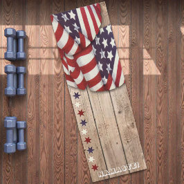Tapete De Yoga Patriotic US Red White Blue Stars Namaste Custom