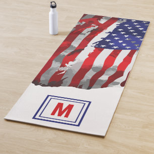 Tapete De Yoga Patriótico Americano Red White Blue USA
