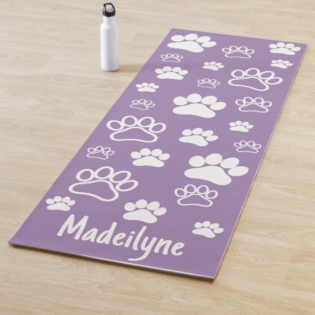 Tapete De Yoga Paw Print Doga-Handwrite Monograma-Prana Roxo (In Situ)