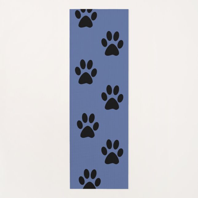 Tapete De Yoga Paws prints yoga mat black and blue (Frente)