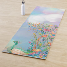 Peacock Blue Pink Yoga Mat