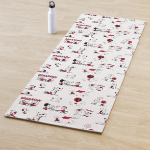 Tapete De Yoga PEANUTS Padrão vermelho e preto