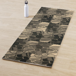 Tapete De Yoga Pedaços castanhos, círculos e arredondados