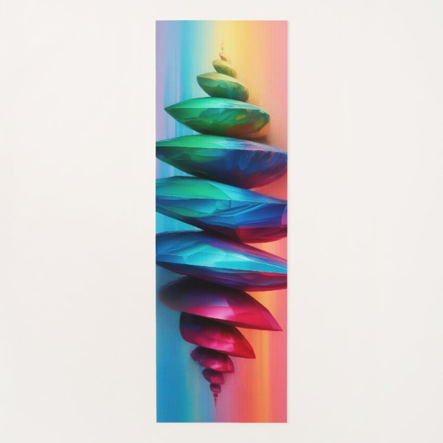 Tapete De Yoga Pedras Iridescentes Empilhadas (Frente)