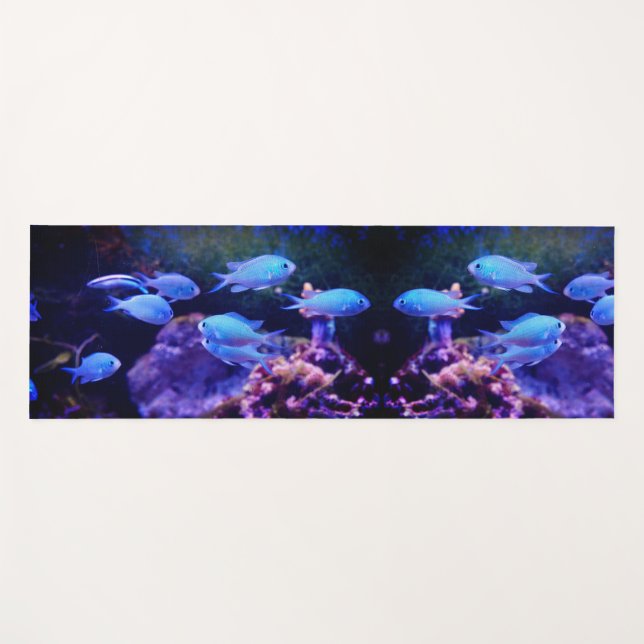Tapete De Yoga Peixe Azul Tropical (Frente (Horizontal))