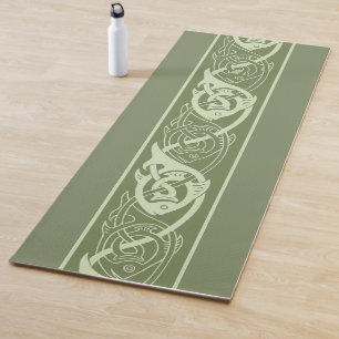 Tapete De Yoga Peixe de Knotwork Celta em Verde