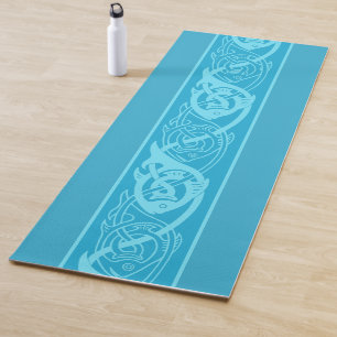 Tapete De Yoga Peixes de Knotwork Celta em Azul