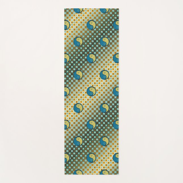 Tapete De Yoga Peixes e cavalos metálicos (Frente)