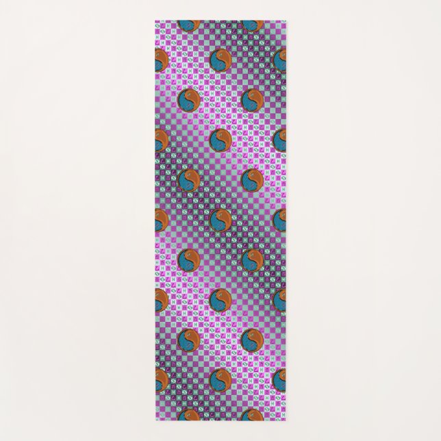 Tapete De Yoga Peixes e Galo de Madeira (Frente)