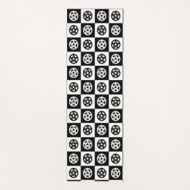 Tapete De Yoga Pentáculos Pretos e Brancos