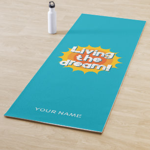 Tapete de yoga personalizado azul azure vivendo o