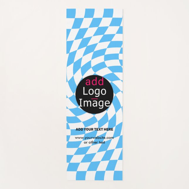 Tapete De Yoga Personalizado Azul Pálido do Verificador de Chic P (Frente)